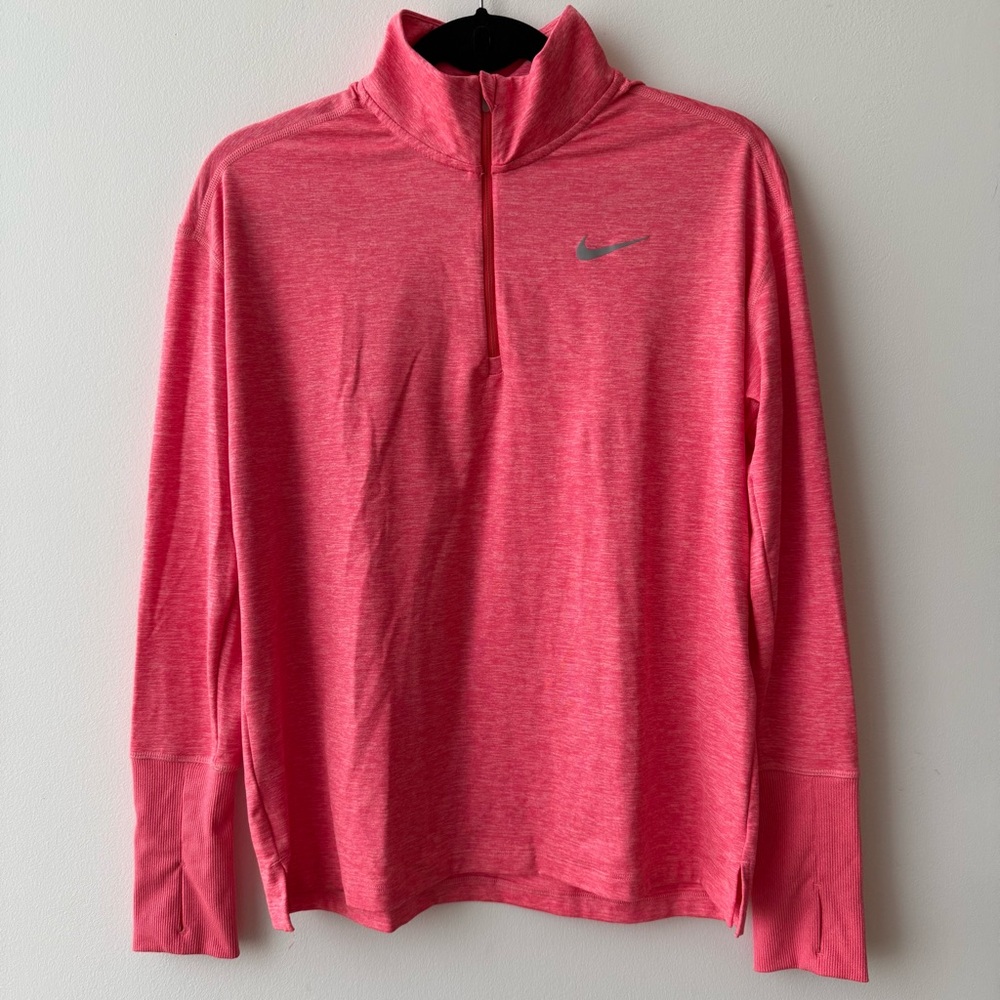 Nike Neon Coral Quarter-Zip Running Long Sleeve Top